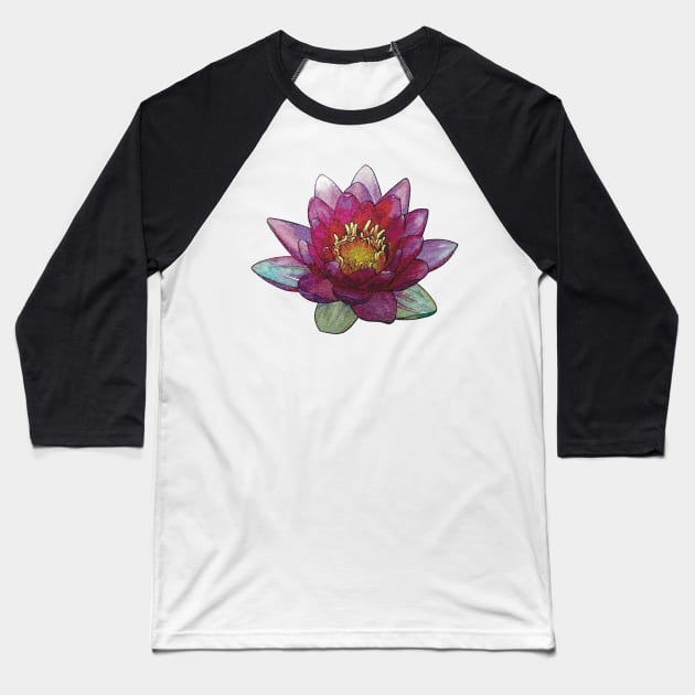 Glittery Water Lily Baseball T-Shirt by Griffelkinn